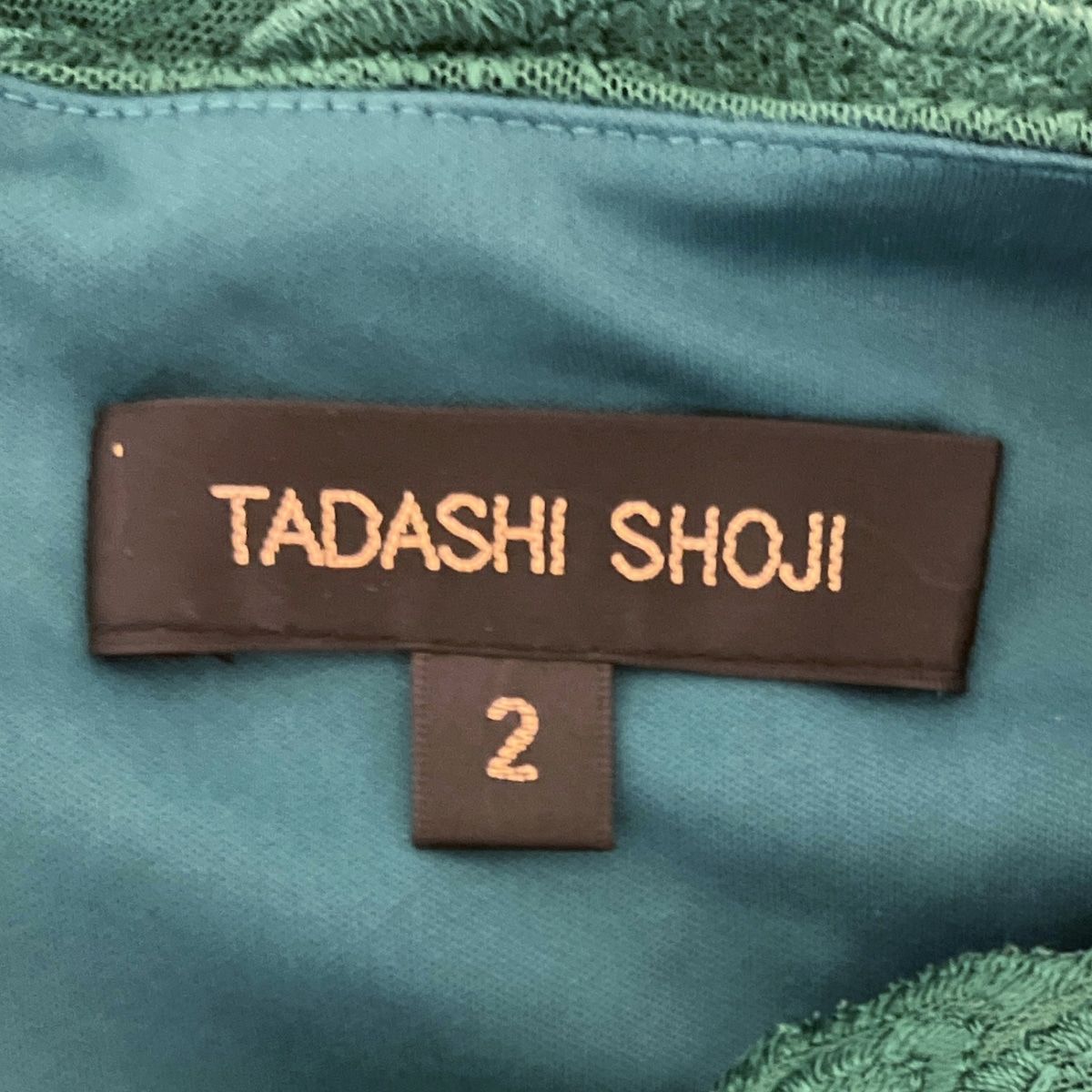 関税送料込【TADASHI SHOJI】ロング ワンピース 刺繍 グリーン TADASHI SHOJI/タダシショージ】ロングワンピース 花柄レース