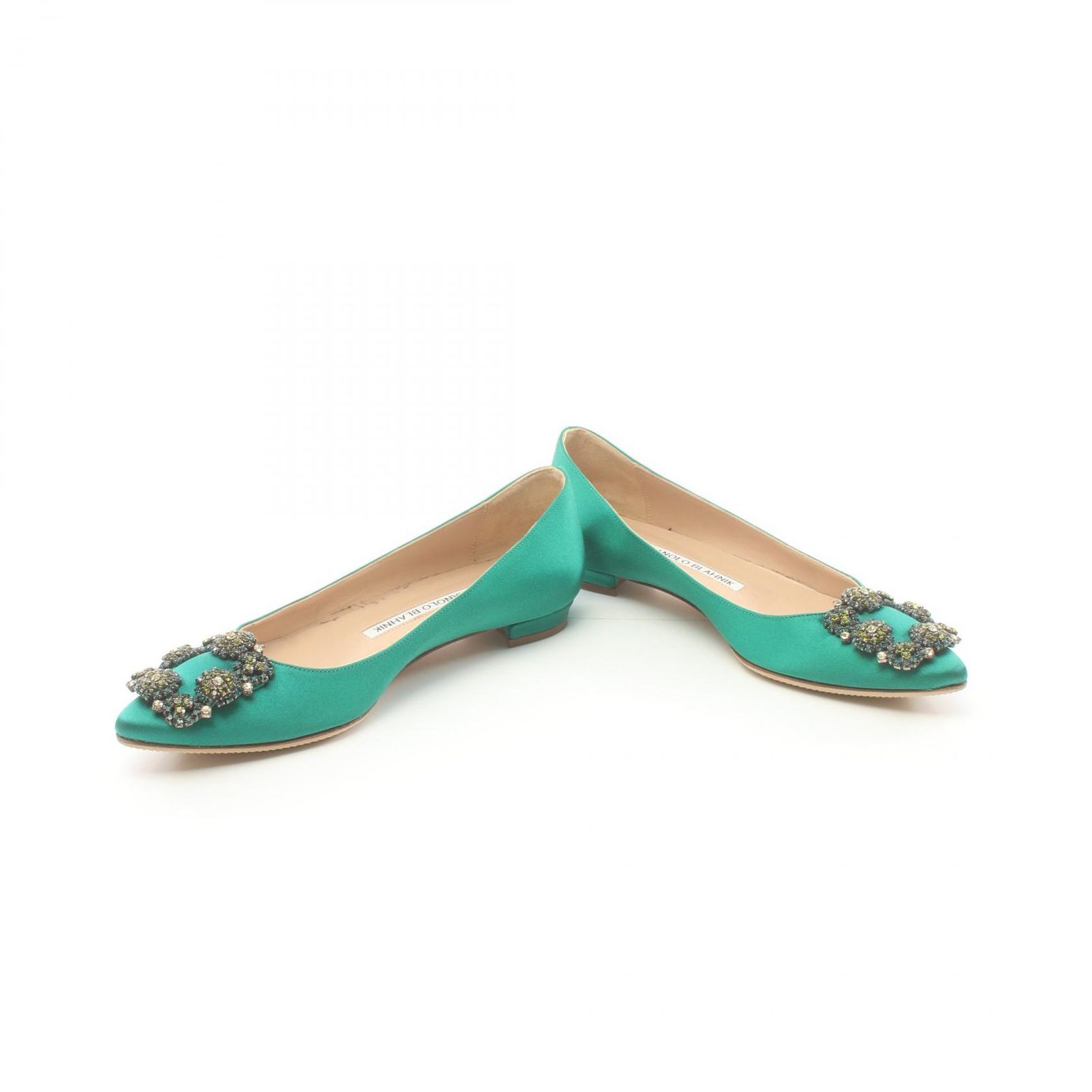 マノロブラニク MANOLO BLAHNIK その他靴 グリーン シルク ビジュー 