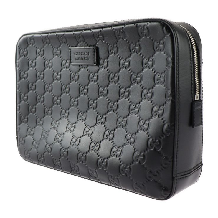 GUCCI グッチ セカンドバッグ 429146 レザー ブラック シルバー