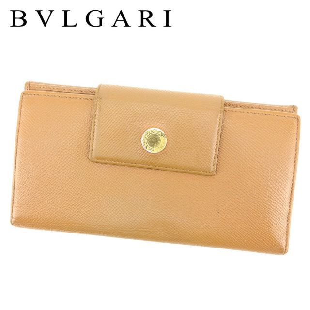 ブルガリ 長財布 Wホック ブルガリ ブルガリ ライトブラウン レザー BVLGARI 長サイフ サイフ 収納 財布 ユニセックス 小物 T7331  - メルカリ