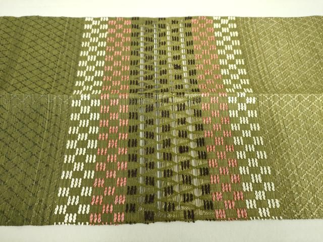 平和屋着物▽八寸名古屋帯　スリーシーズン帯　春　夏　秋　もじり織　横段文　正絹　逸品　DAAU5457ps 平和屋着物▽八寸名古屋帯 スリーシーズン帯 春 夏 秋 もじり織 横段文