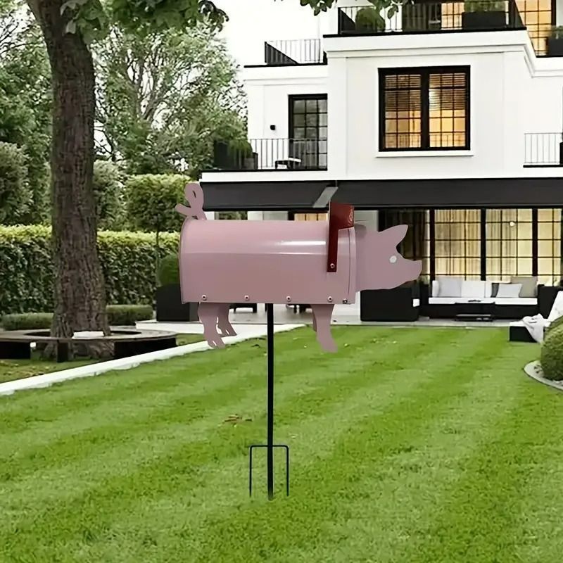 ポスト ブタ メールボックス ピンク 金属 メタル ピッグ アニマル ガーデンデコ お洒落 かわいい アイアン ホームデコ 玄関 屋外ガーデン TGxM611 MARWIL-DEMENAGEMENTS_CH