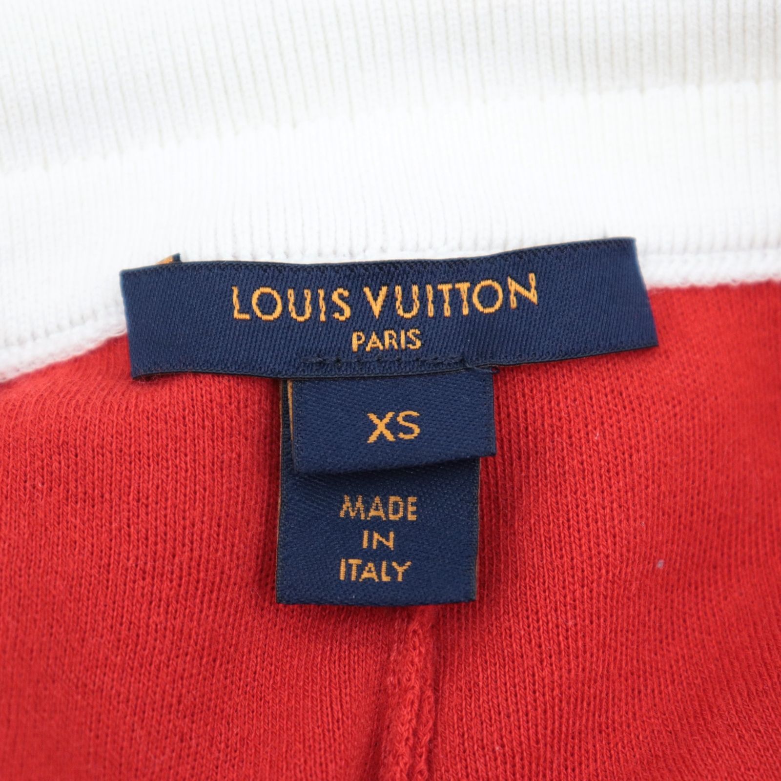 美品 ルイ・ヴィトン ゲームオン ジョギングパンツ レディース 赤 オフホワイト XS LVロゴ ハートモノグラム刺繍 LOUIS VUITTON約102cm股下