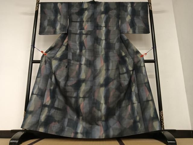 平和屋着物●上質な紬 霞文 正絹 AAAV7439zg
