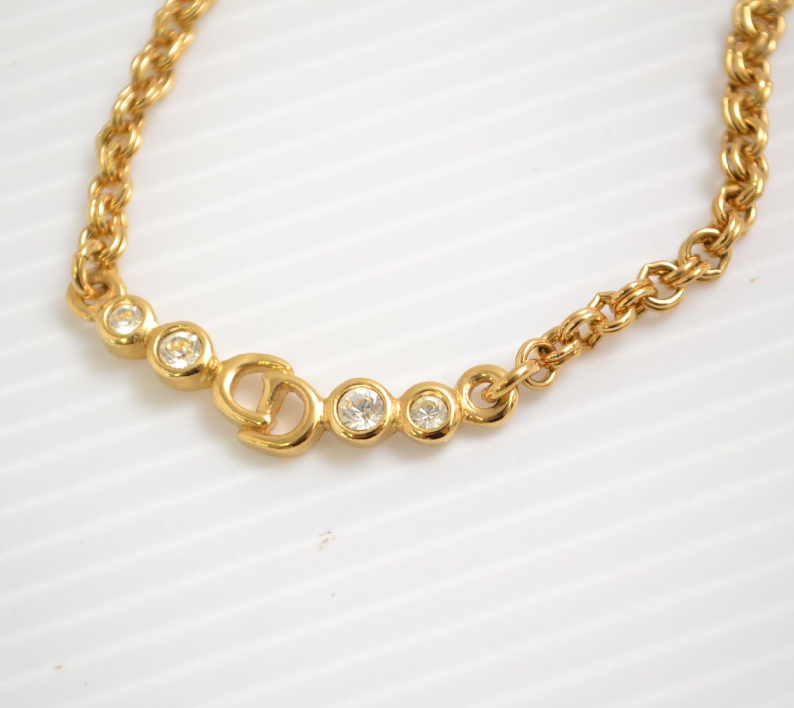 Christian Dior ディオール 4P ストーン ロゴ ネックレス