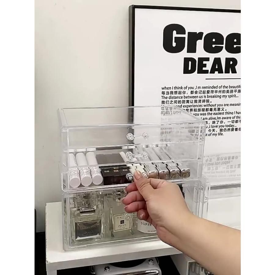 メイクボックス 化粧品収納ボックス メイク道具 コスメ 美容 コスメ収納 1段 2段 3段 引き出し式 透明 クリア デスクトップ ジュエリー収納 NDHP575