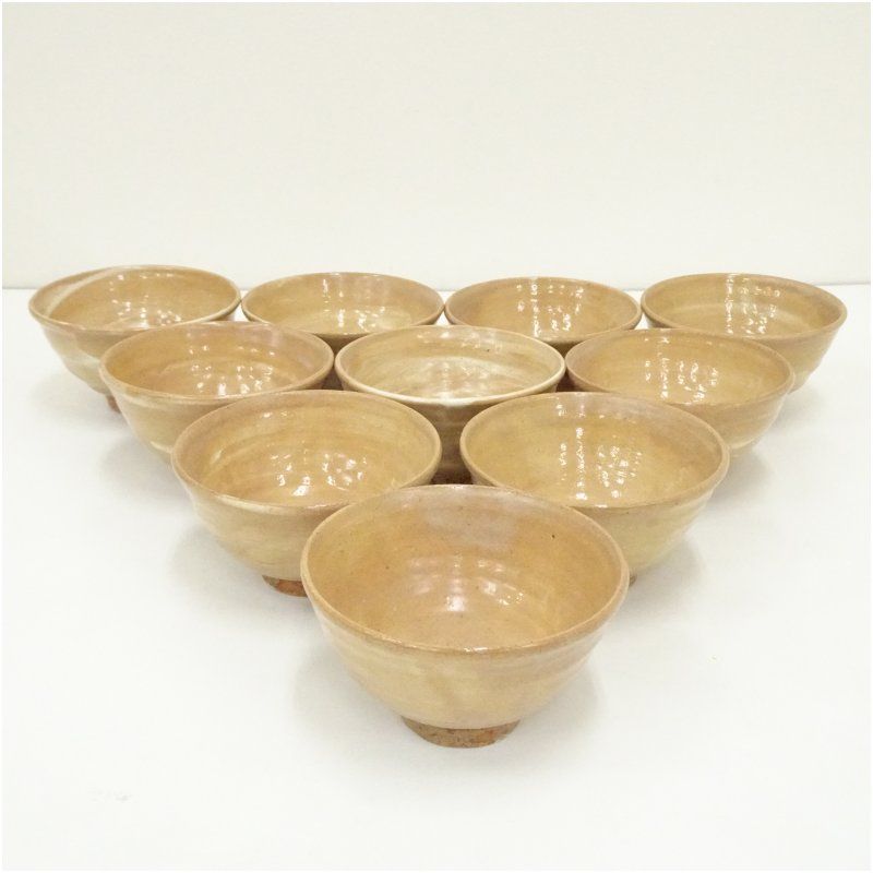 聚楽窯 川原林貞一郎 簣山 造 萩数茶碗10客 共箱 茶道 抹茶 おしゃれ 抹茶茶碗 抹茶碗 和食器 レトロ 茶器 骨董 茶わん 茶会 茶の湯 9月 秋