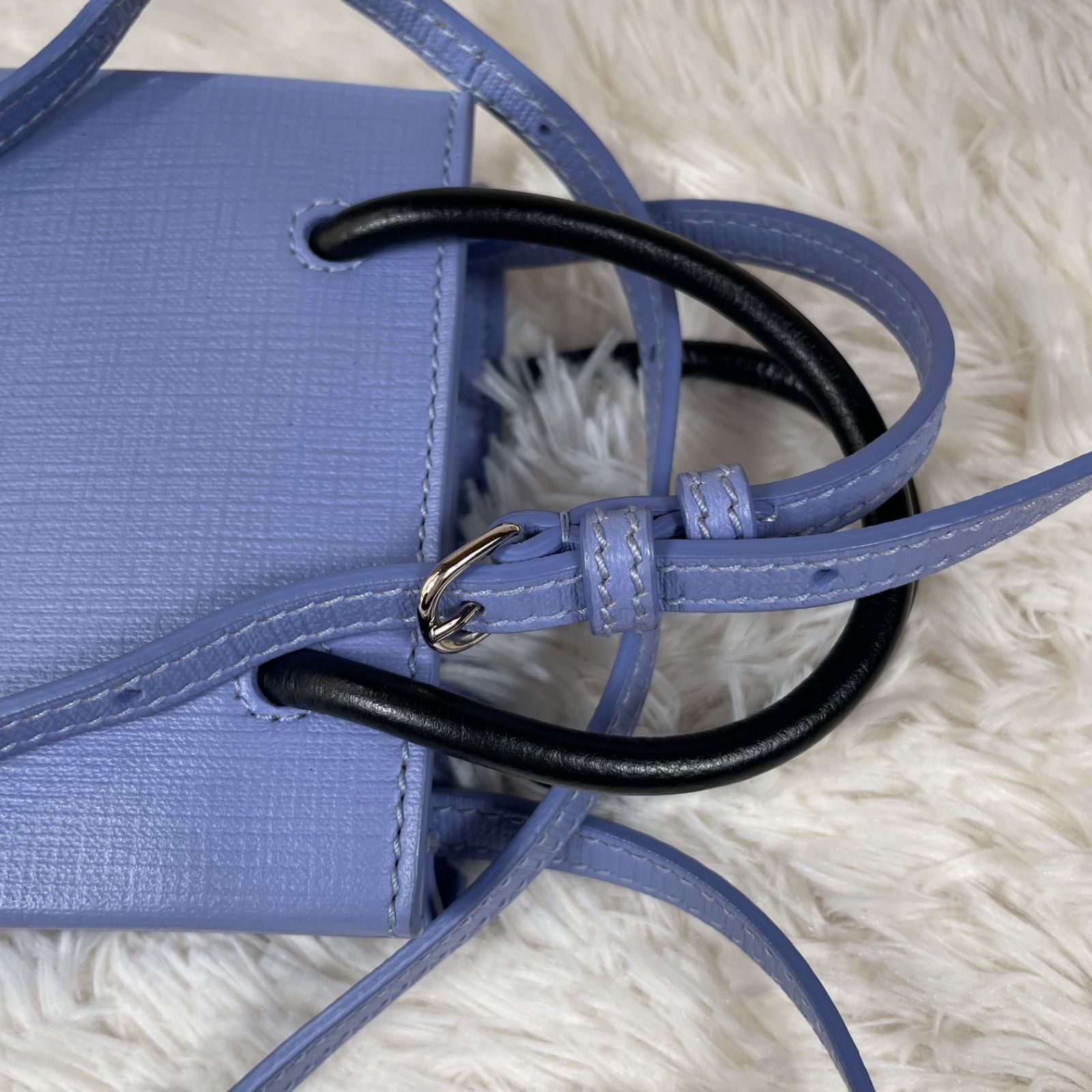 美品】BALENCIAGA バレンシアガ ショッピング フォンホルダー ブルー 