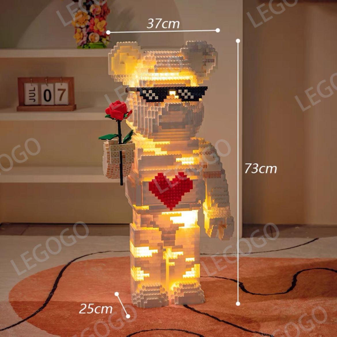 Bearbrick ベアブリック1000% レゴ互換品 LED 付き