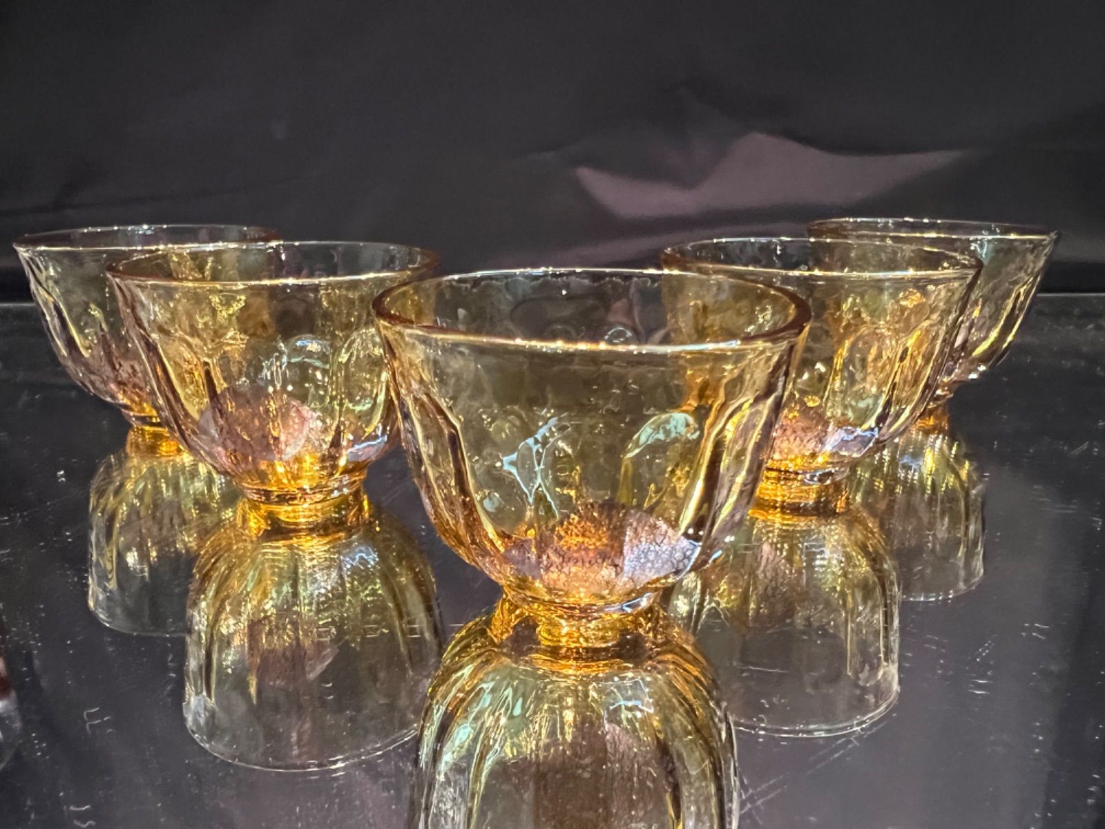 クリスタル色被せ切子ミニ小鉢＆ワイングラスKAMAYガラス