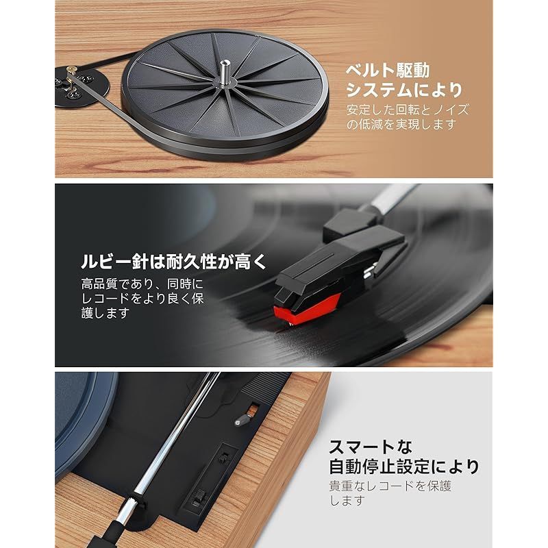 ヴィンテージレコードプレーヤー 楽天市場】復古レコードプレーヤー 内蔵スピーカー、ブラック