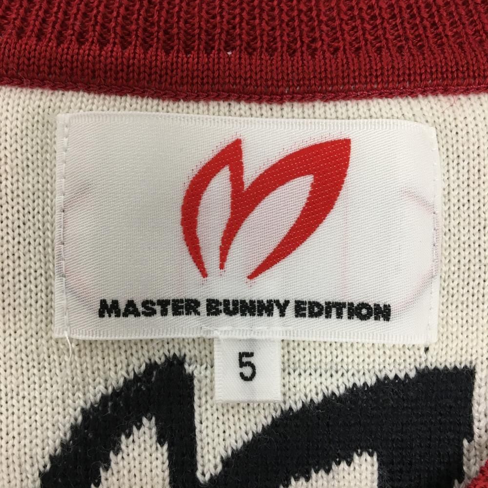 超 マスターバニー ニットベスト レッド×白 ストライプ ウール混 Vネック メンズ 5 L ゴルフウェア MASTER BUNNY EDITION LLC-HASEGAWATOSO_COM