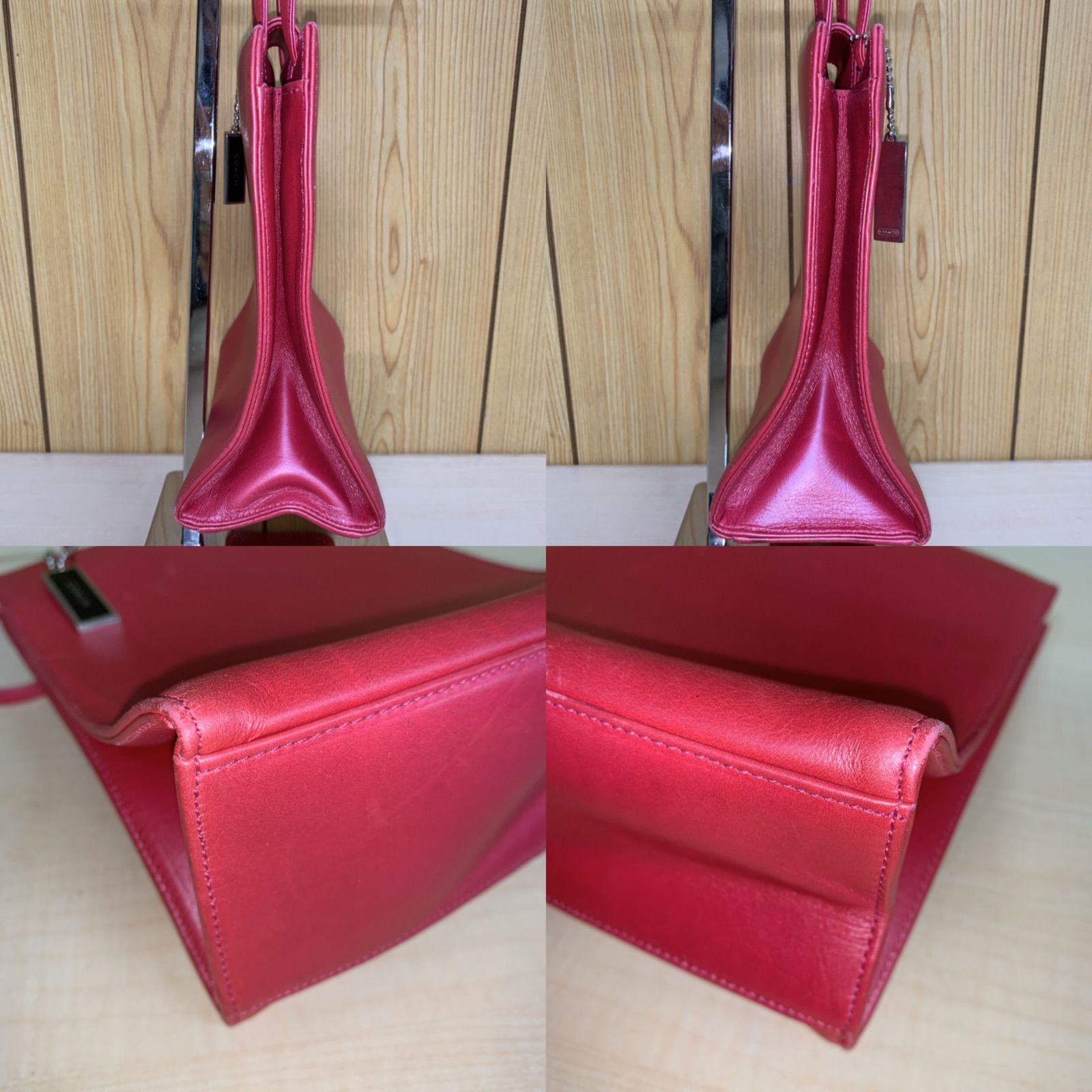 85 COACH コーチ レザー ミニハンドバッグ シャイニーピンク K0K-8152 