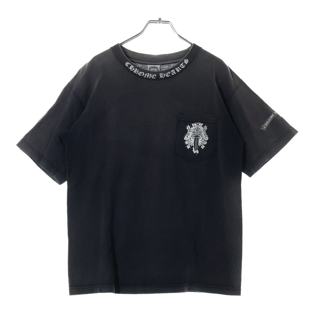 クロムハーツ ダガー ネックロゴ スクロールラベル 半袖 Tシャツ 初期 黒 クロムハーツ ダガー ネックロゴ スクロールラベル 半袖 Tシャツ