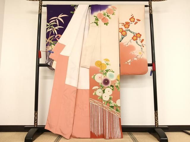 ＊振袖＊ 正絹　吉祥花文　暈し染め　金銀彩 平和屋着物□訪問着 雪輪草花文 暈し染め 金銀彩 正絹 逸品