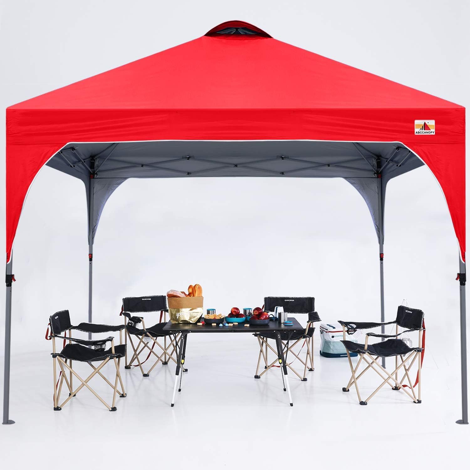 ABCCANOPY タープテント ワンタッチ 3段階調節 ベンチレーション 天井 2m|2.5m|3m アウトドア 簡単 大型 タープ テント キャスターバッグ付き 高耐水圧 遮熱日除け 付属品付き