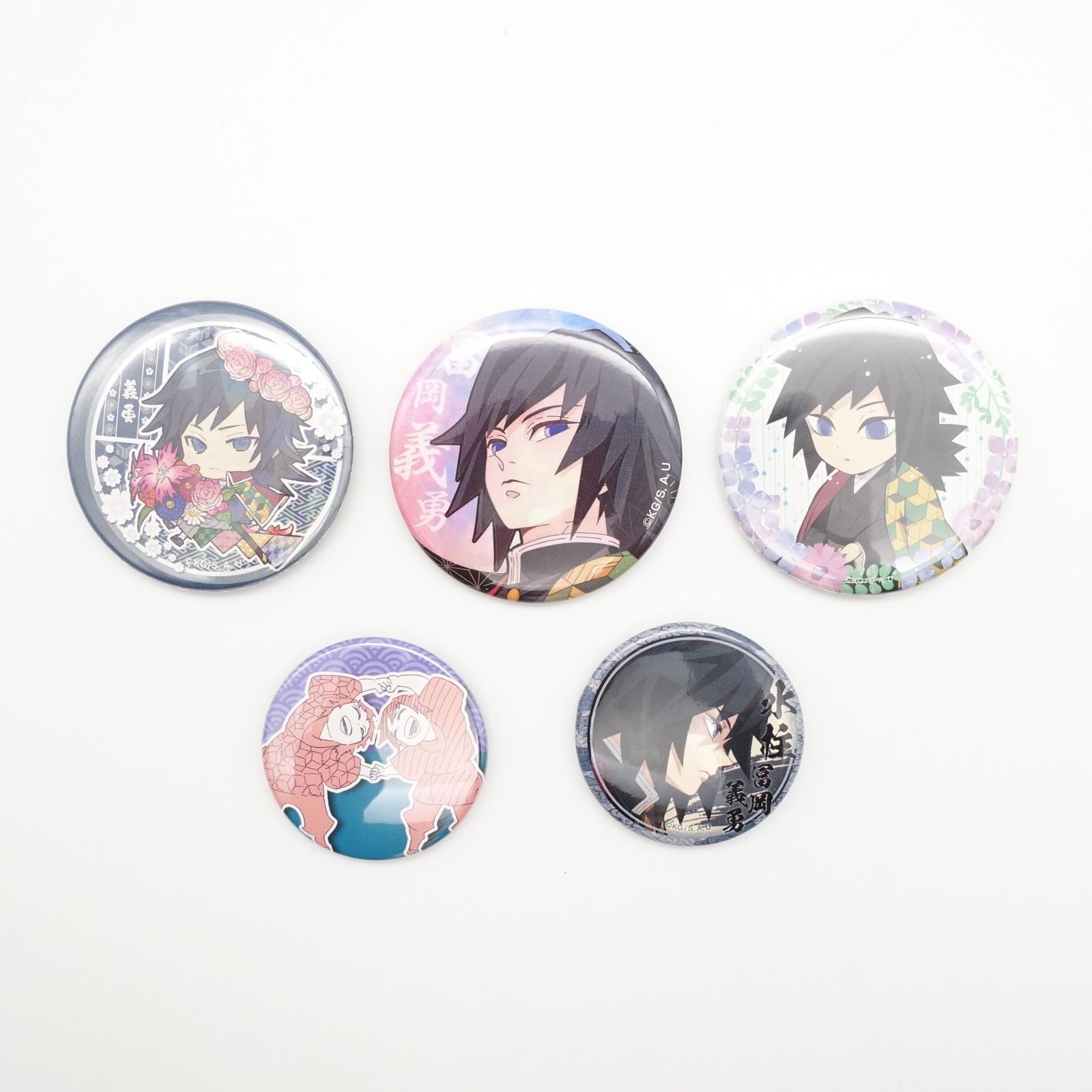 鬼滅の刃 冨岡義勇 缶バッジ 5個 まとめ売り ホログラム 水柱