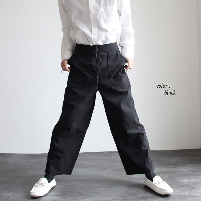 ベイカー風コットン×リネンワイドパンツ