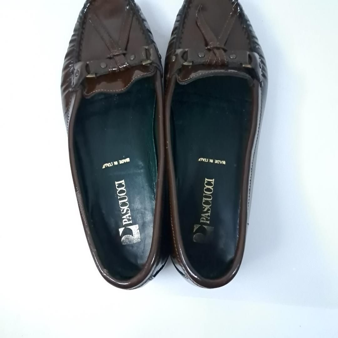 PASCUCCI タッセルローファーエナメル 裏張りあり 35 ブラウン