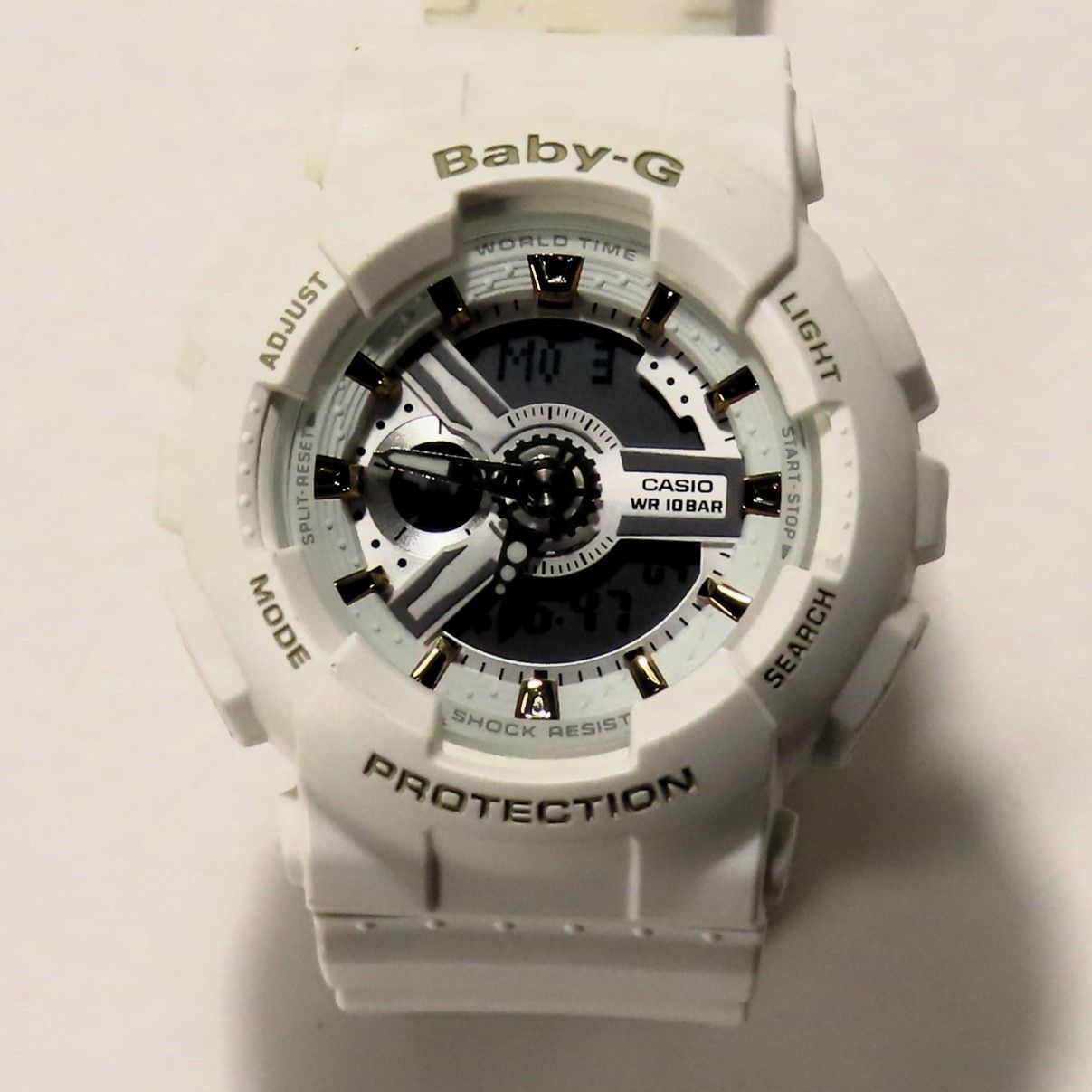 稼働品 美品 CASIO BABY-G カシオ ベビージー 腕時計 白 ホワイト BA-110GA