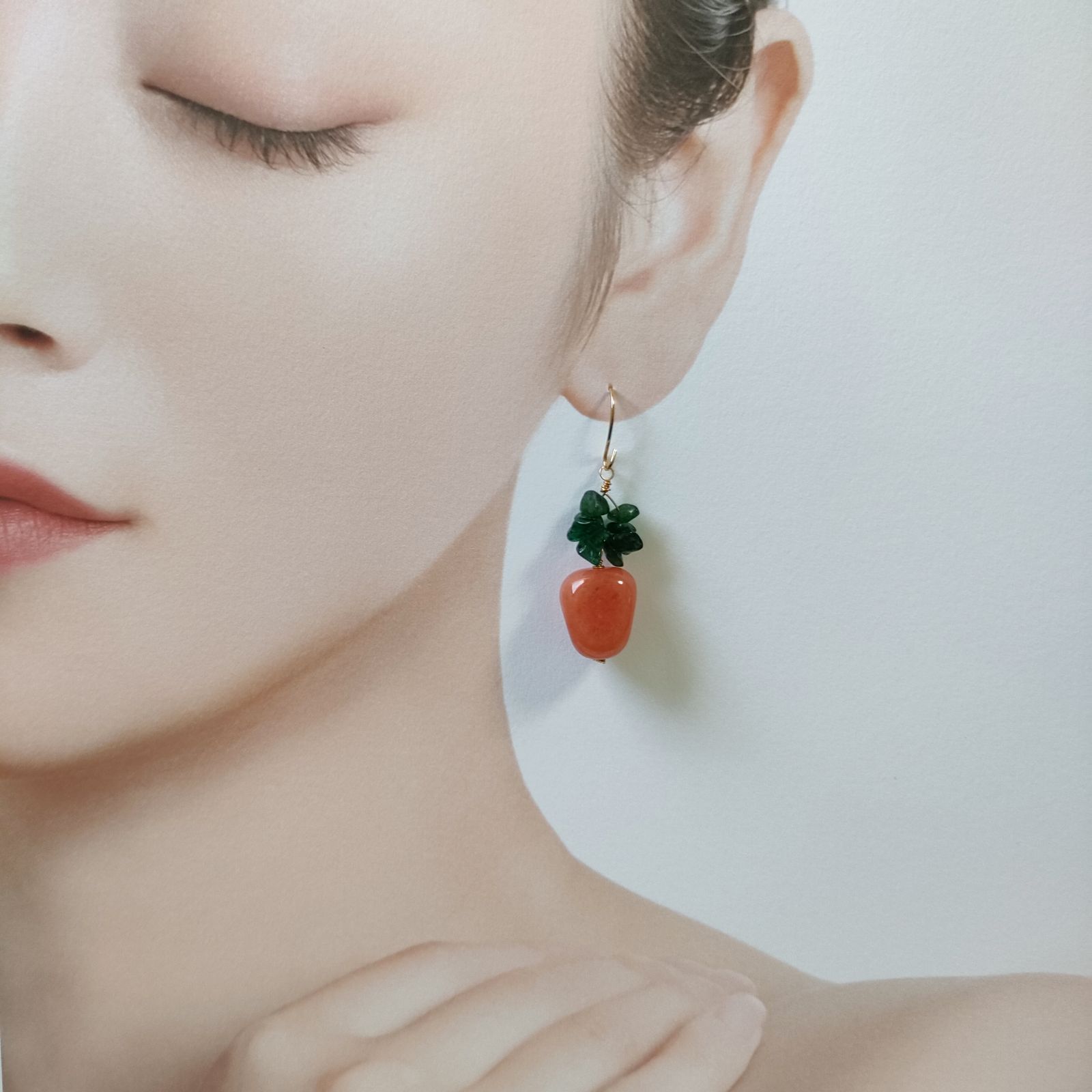 サージカルステンレスパイナップルさざれ石ピアスイヤリング