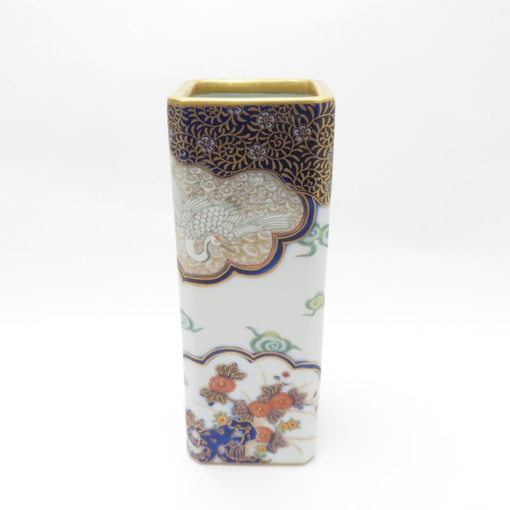 Fukagawa Seiji 深川製磁 染錦金彩鳳凰 花瓶 角花生 花びん インテリア オブジェ SY11447S1 