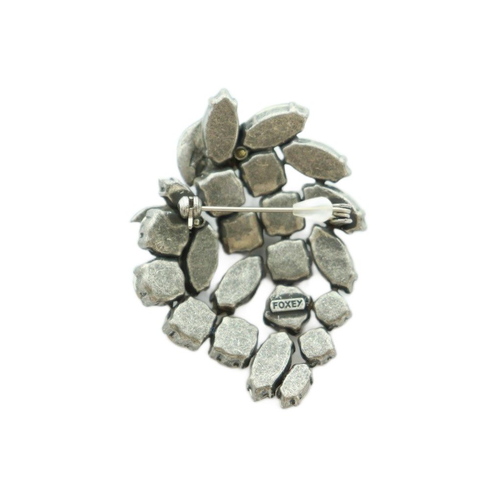 フォクシー FOXEY Antique Brun ブローチ ラインストーン ビジュー クリア グレー 36311 MI OS