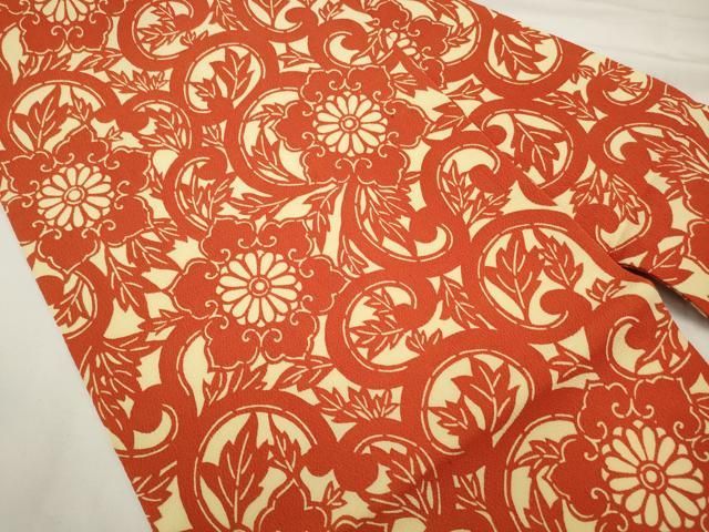 平和屋着物○九寸名古屋帯 草花文 黒地 金彩 鬼しぼ縮緬 正絹 逸品  