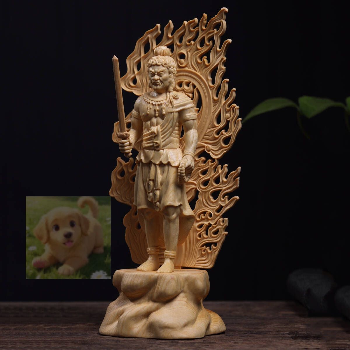 不動明王 不動明王像 栗田包教 木彫 彫刻 サイズ45×21cm 楽天市場