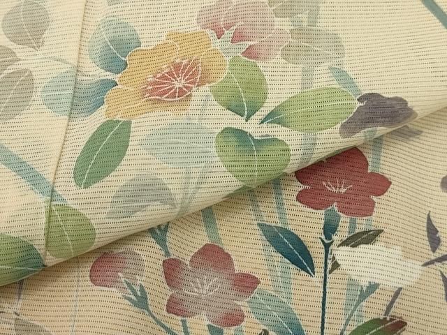 平和屋着物＊夏物　色無地　変わり絽　苗色　正絹　逸品　DAAU2104ud