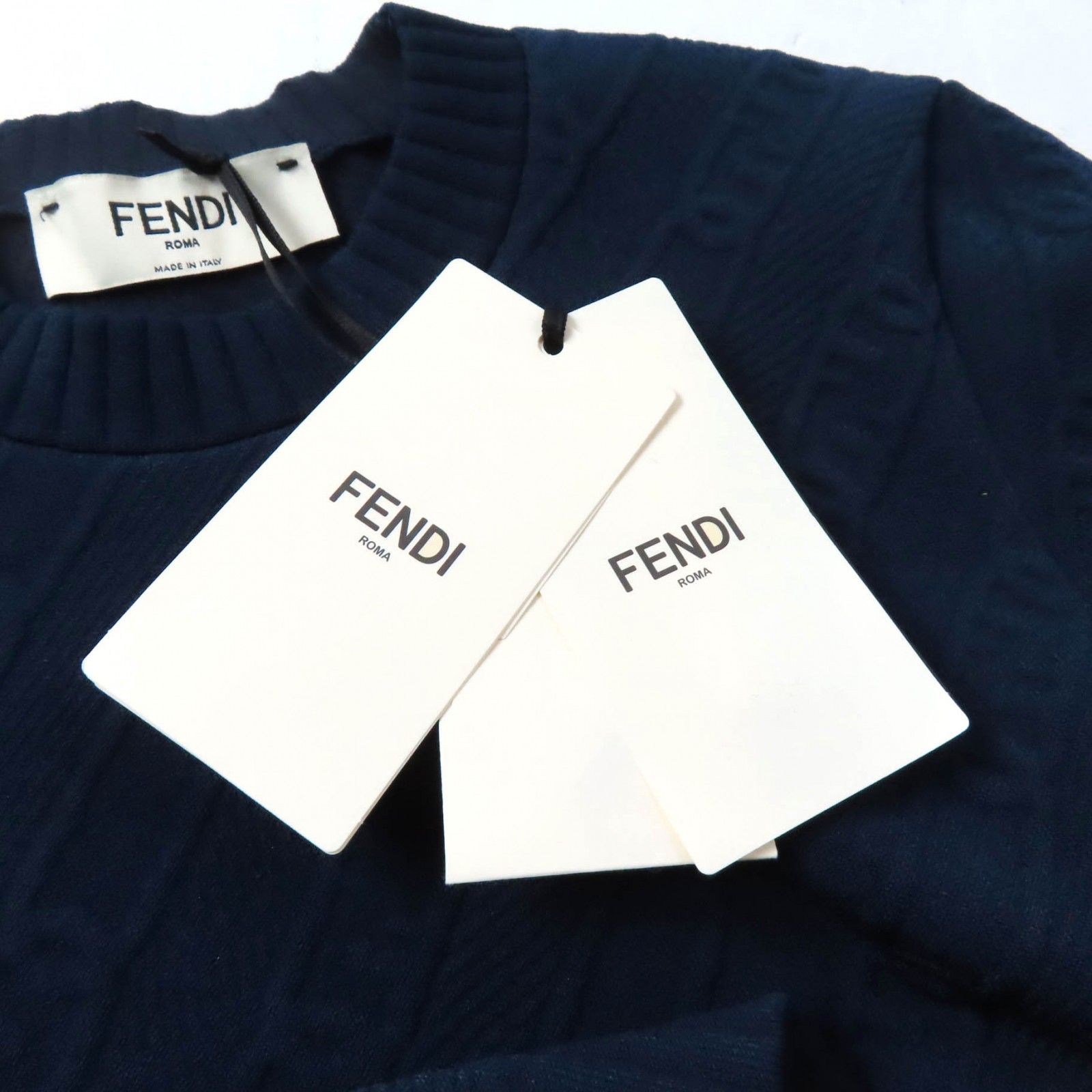 FENDI ニット フェンディ FENDI ロゴ総柄ニットセーター FXZ131 ブラック