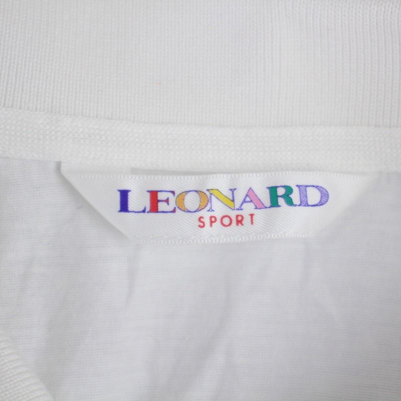 レオナールスポーツ LEONARD SPORT ポロシャツ 半袖 ロゴ 刺繍 白 