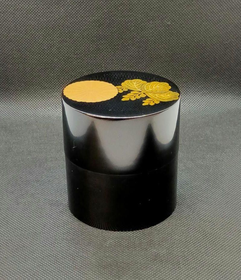 平野涛山 中次 菊桐紋 棗 黄布 茶道具 四桟蓋 棗壱 共箱 作家