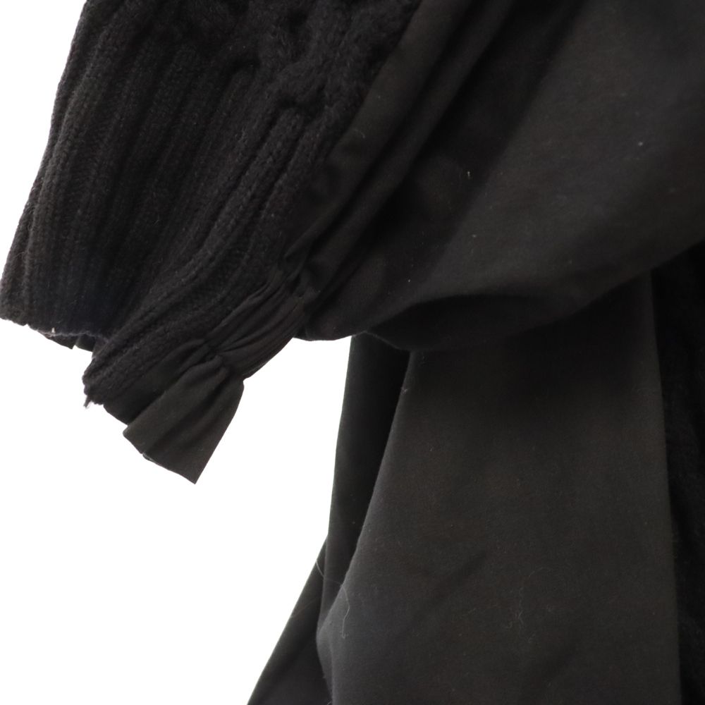 Sacai (サカイ) ニット切替 バックプリーツシャツ ブラック SCW-040