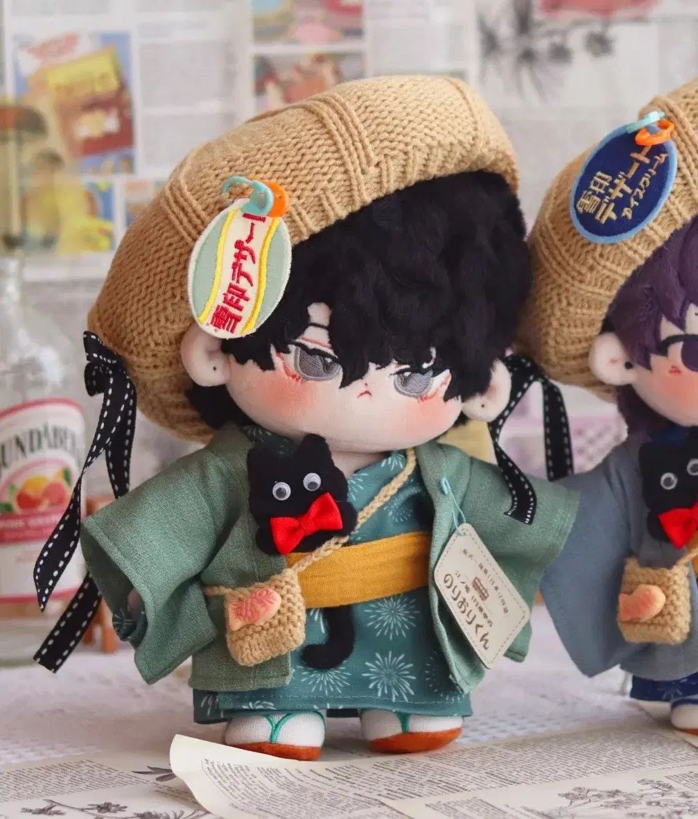 【雷市場（ポンジャン）商品韓国直送】 20cm 綿人形服 猫 浴衣 グリーン