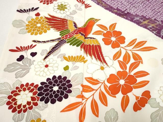 豪華振袖　駒刺繍　絞り　花筏文　正絹　逸品 豪華 振袖 駒刺繍 絞り 御所車花文 金彩 正絹 逸品 成人式 大学