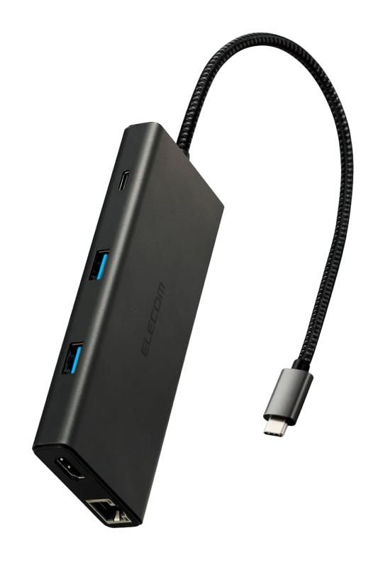 エレコム USB-C ハブ ドッキングステーション 10in1 PD対応 100W LANポート HDMI 4K60Hz 高速データ転送 10Gbps SD|microSD ブラック DST-W03
