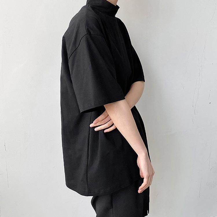 ブラック ハイネック 半袖Tシャツ Amazon | [WDFWORD] メンズ タートルネック tシャツ 半袖