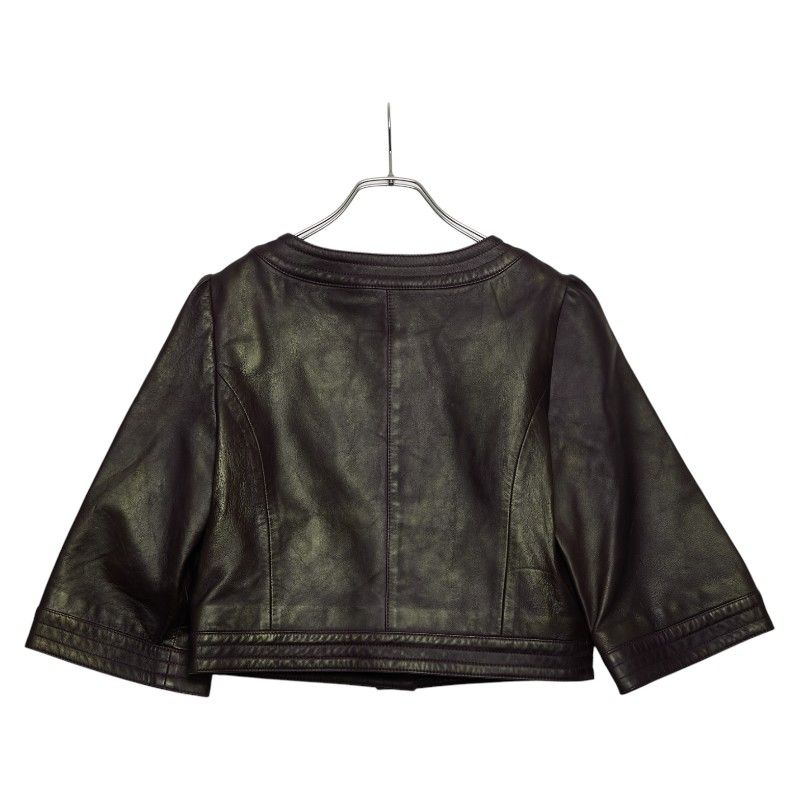 エルメス ノー ジャケット サイズ 40 パープル 玉虫色 レザー レディース HERMES 1-0229997