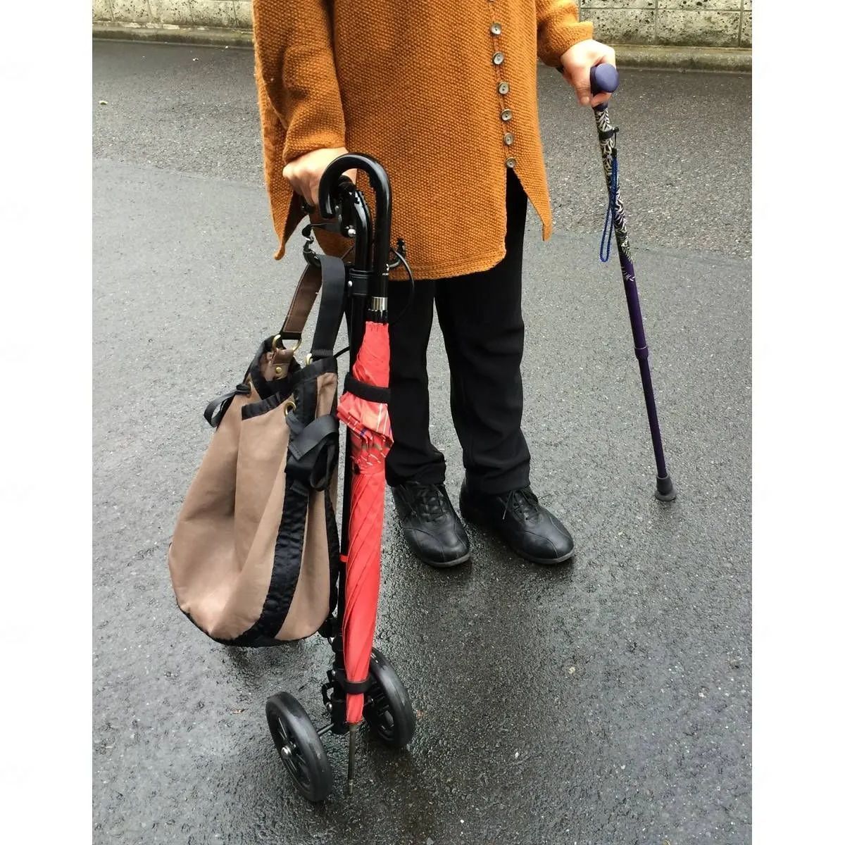  ハンドレールステッキⅡ ブラック 杖 ステッキ 看護 介護用品