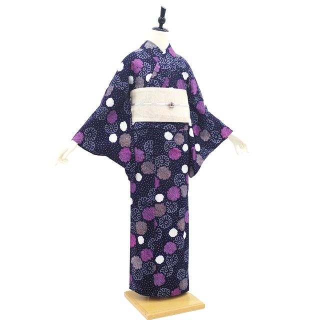 中古】 夏物 本場有松鳴海絞り 浴衣 リサイクル 有松 ゆかた