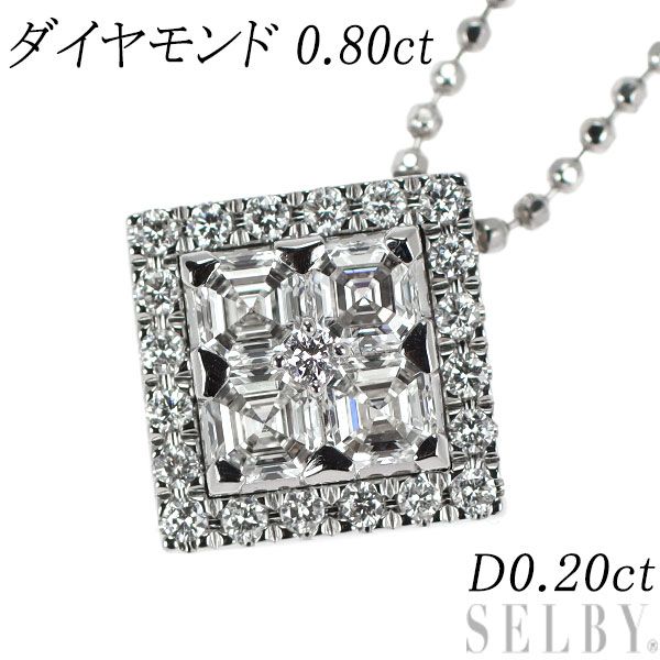 Pt アッシャーカットダイヤモンド ペンダントネックレス 0.80ct D0.20ct - メルカリ