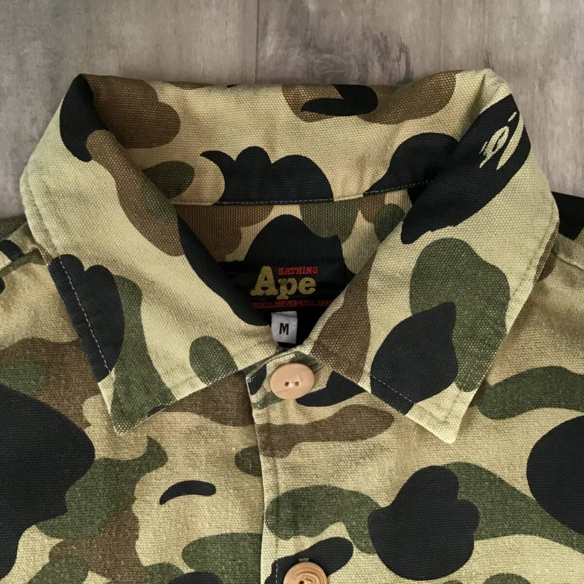 ☆初期☆ 1st camo green ワークシャツ Mサイズ a bathing ape BAPE