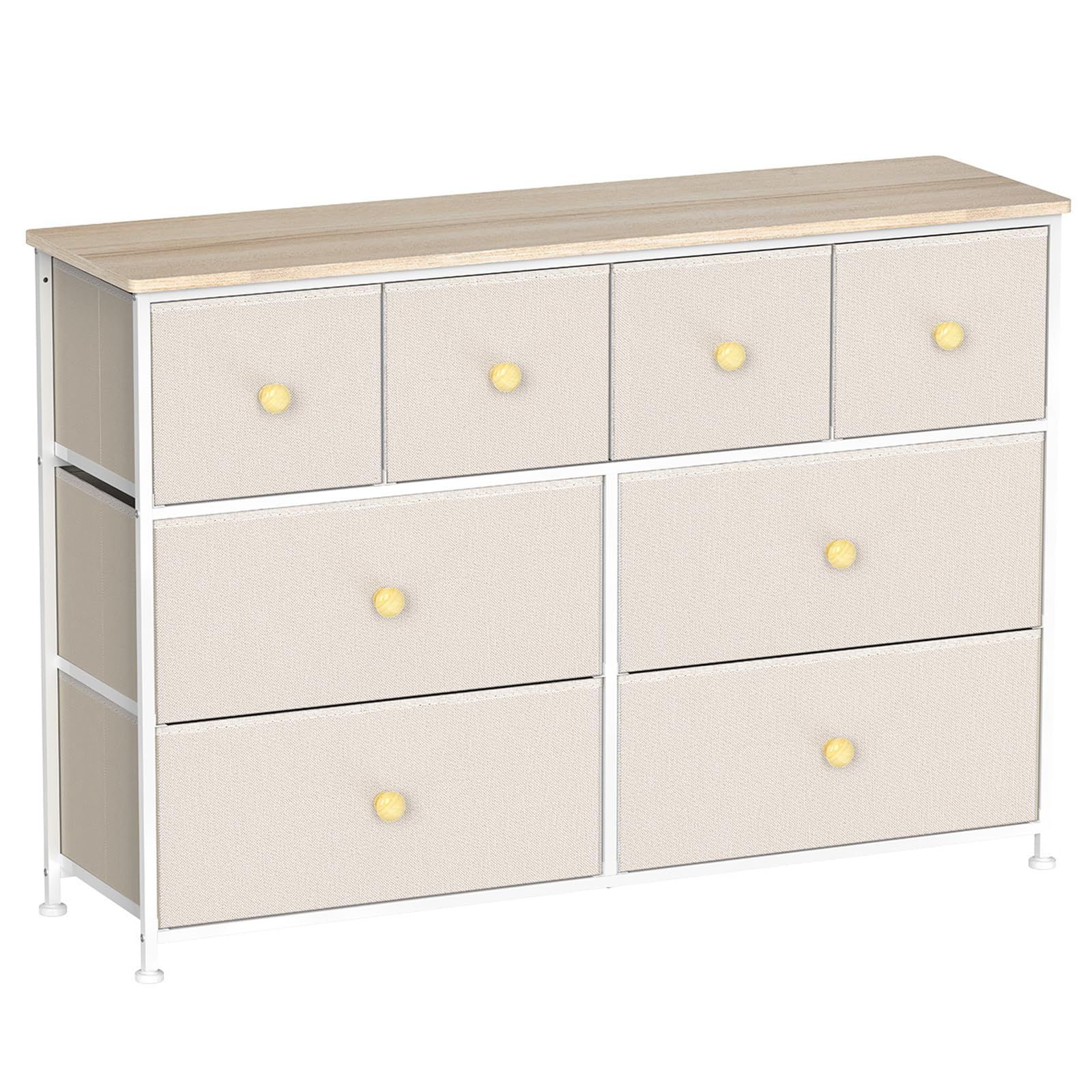 おしゃれ リビングチェスト 衣類収納 白 キャビネット 布製衣装ケース 大容量 収納棚 引き出し 洋服タンス 箪笥 整理ダンス 収納 タンス 転倒防止 幅103*奥行30*高さ75.5cm ベージュ チェスト3段 REAHOME