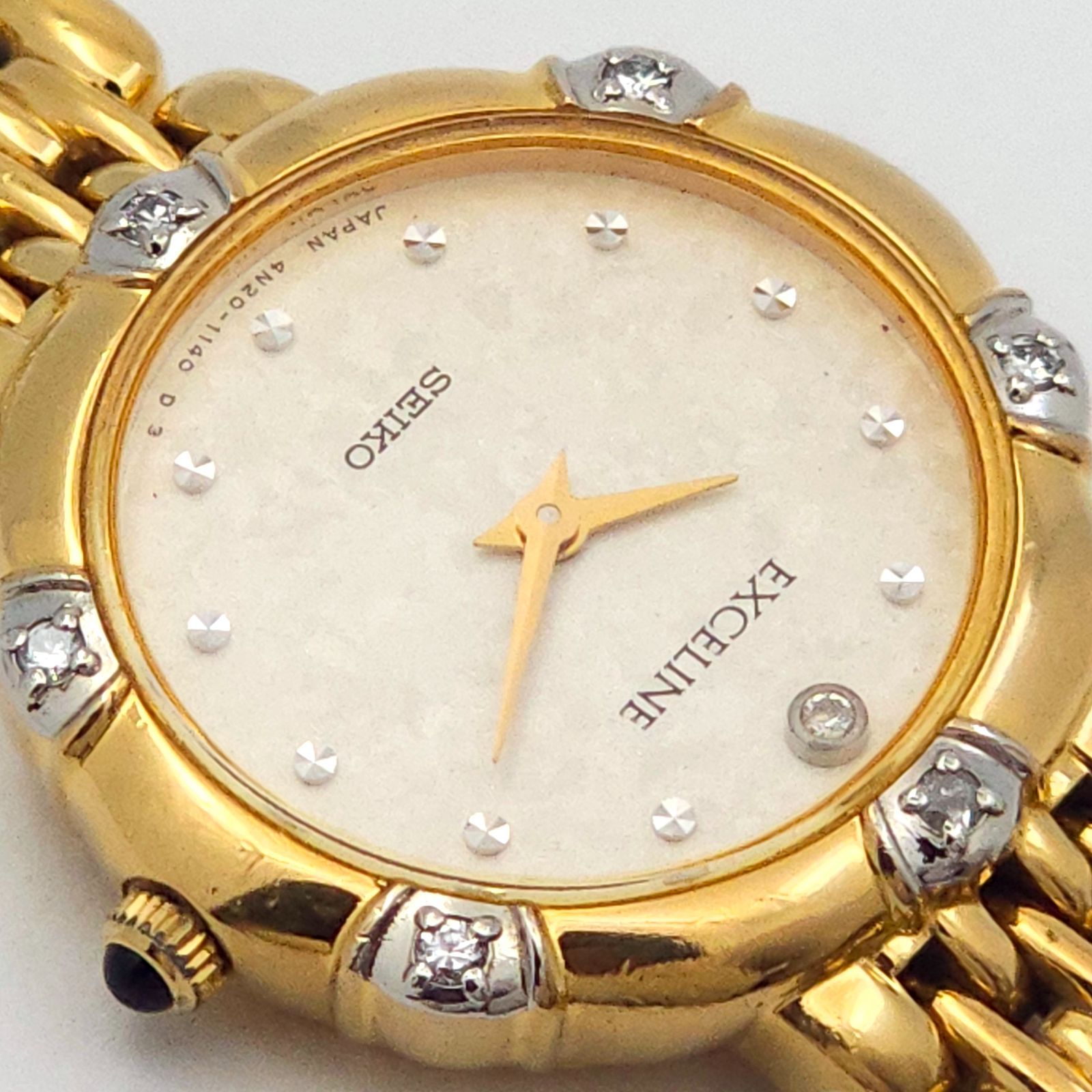 【美品】✨SEIKO EXCELINE レディース ダイヤ 4N20-0640 SEIKO セイコー エクセリーヌ 4N20-0640 QZ 動作品 ダイヤベゼル
