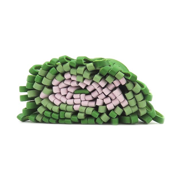 エルメス HERMES キーリング カルメン トリコロール ラムスキン ヴェールユッカ×ヴェールクリケット×モーヴペール シルバー金具 緑 ピンク W刻印 製 箱