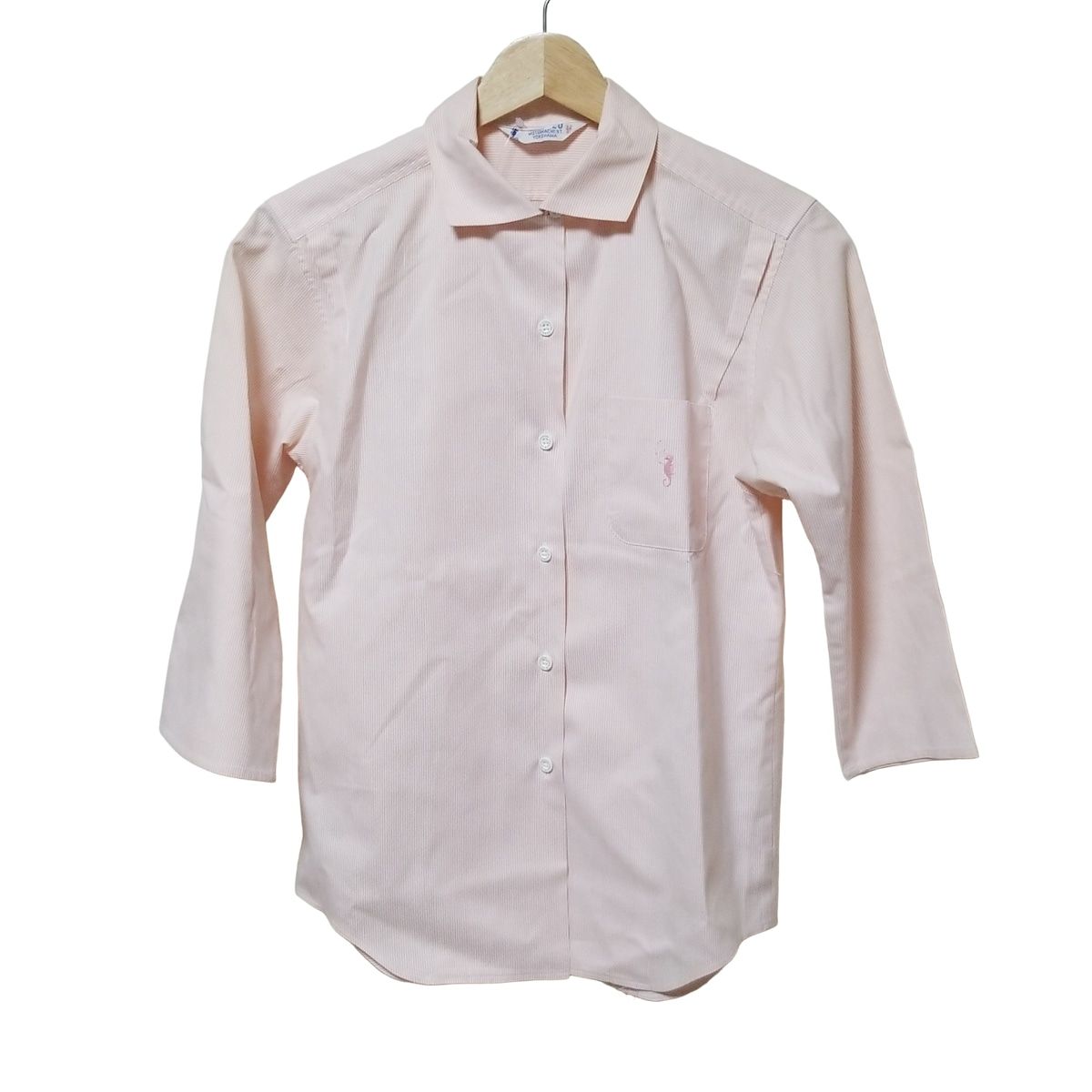 FUKUZO フクゾー 七分袖シャツブラウス サイズ32 81 レディース - ライトピンク×白 ストライプ