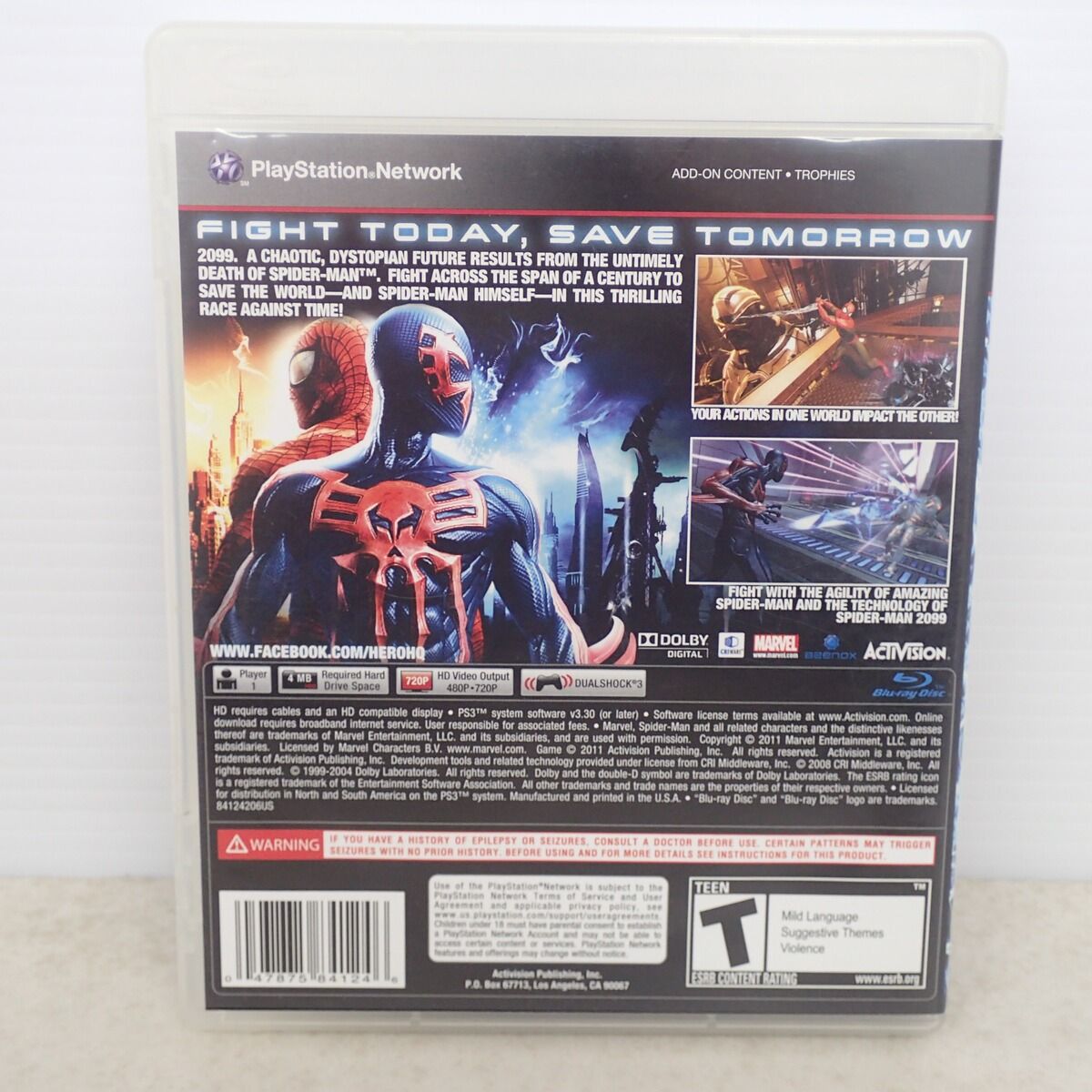 ☆PS3 プレステ3 SPIDER-MAN EDGE OF TIME スパイダーマン 箱説