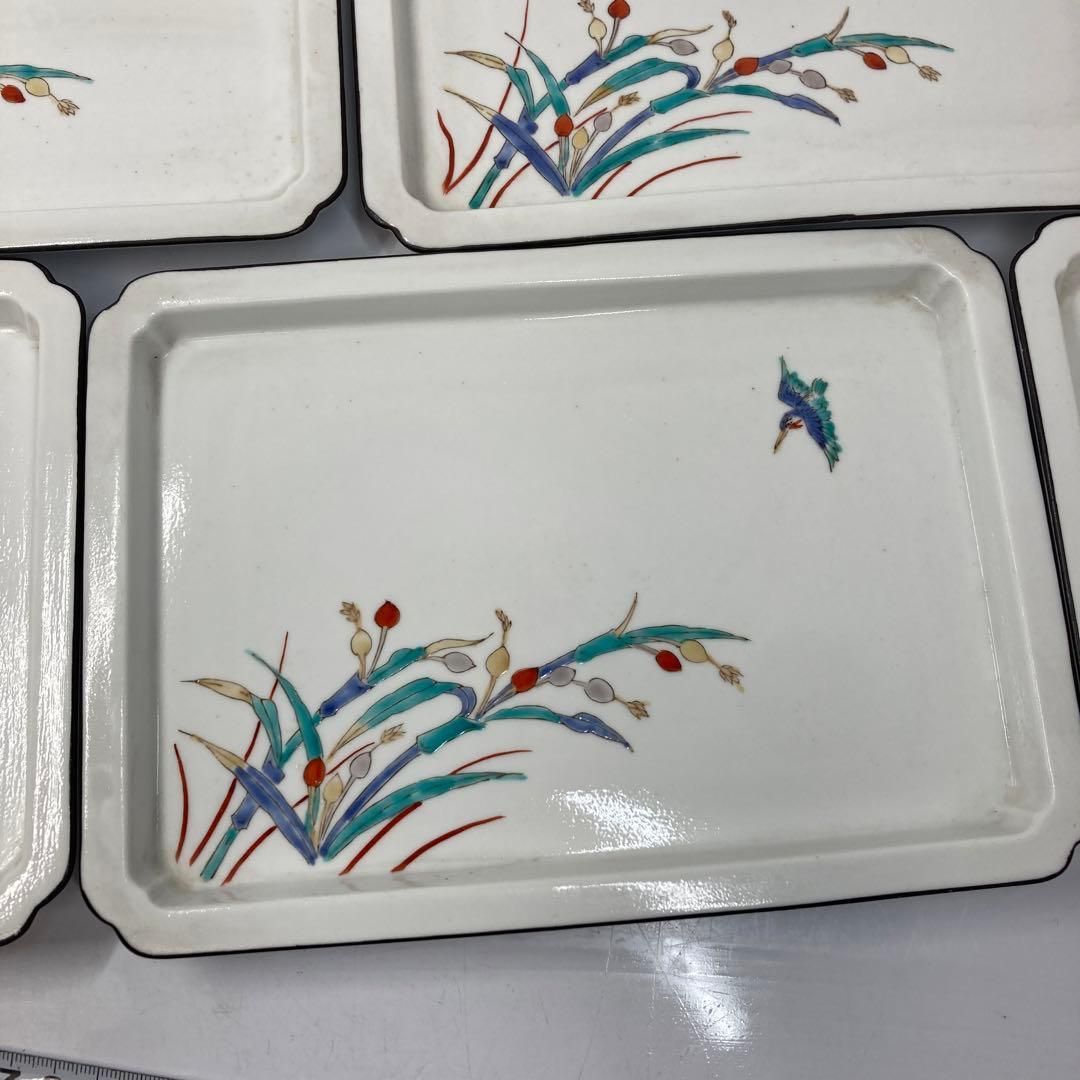 柿右衛門風 色絵 花鳥図 長皿5枚 アウトレット 東さ5-0731① 柿右衛門