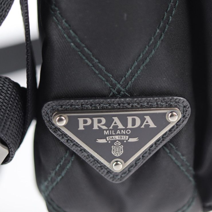 PRADA プラダ ショルダーバッグ 2VH022 ナイロン レザー ブラック